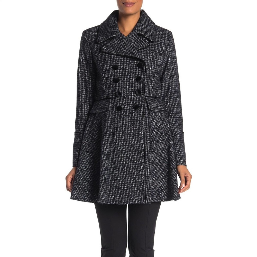 Guess double breasted skirted coat